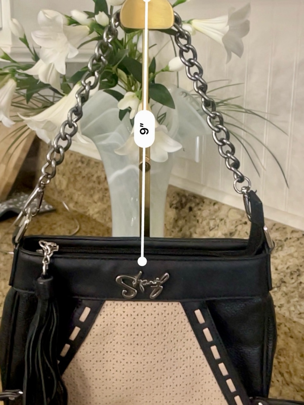 EUC Sharif Two-Tone Black & Beige Leather shoulder bag - Picture 11 of 16